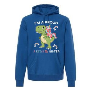 IM A Proud Sister Unicorn Autism Awareness Puzzle Gift Premium Hoodie