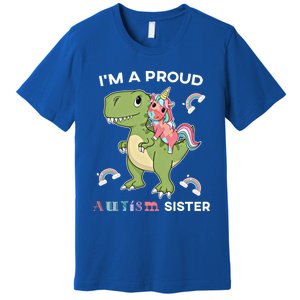 IM A Proud Sister Unicorn Autism Awareness Puzzle Gift Premium T-Shirt