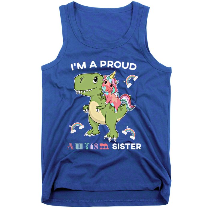 IM A Proud Sister Unicorn Autism Awareness Puzzle Gift Tank Top