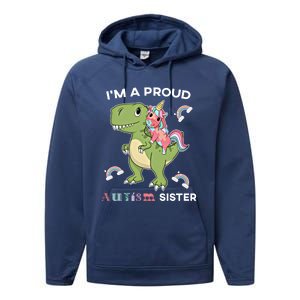 IM A Proud Sister Unicorn Autism Awareness Puzzle Gift Performance Fleece Hoodie