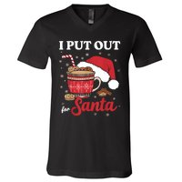 I Always Put Out For Santa Christmas Cookies And Milk Xmas V-Neck T-Shirt