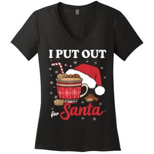 I Always Put Out For Santa Christmas Cookies And Milk Xmas Women's V-Neck T-Shirt