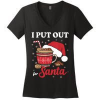 I Always Put Out For Santa Christmas Cookies And Milk Xmas Women's V-Neck T-Shirt