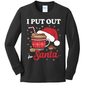 I Always Put Out For Santa Christmas Cookies And Milk Xmas Kids Long Sleeve Shirt