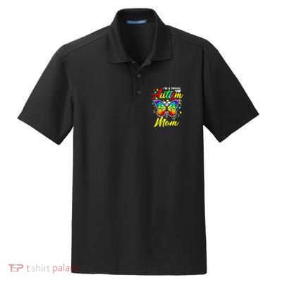 I'm A Proud Autism Mom Autism Awareness Butterfly Gifts Dry Zone Grid Polo