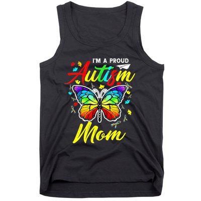 I'm A Proud Autism Mom Autism Awareness Butterfly Gifts Tank Top