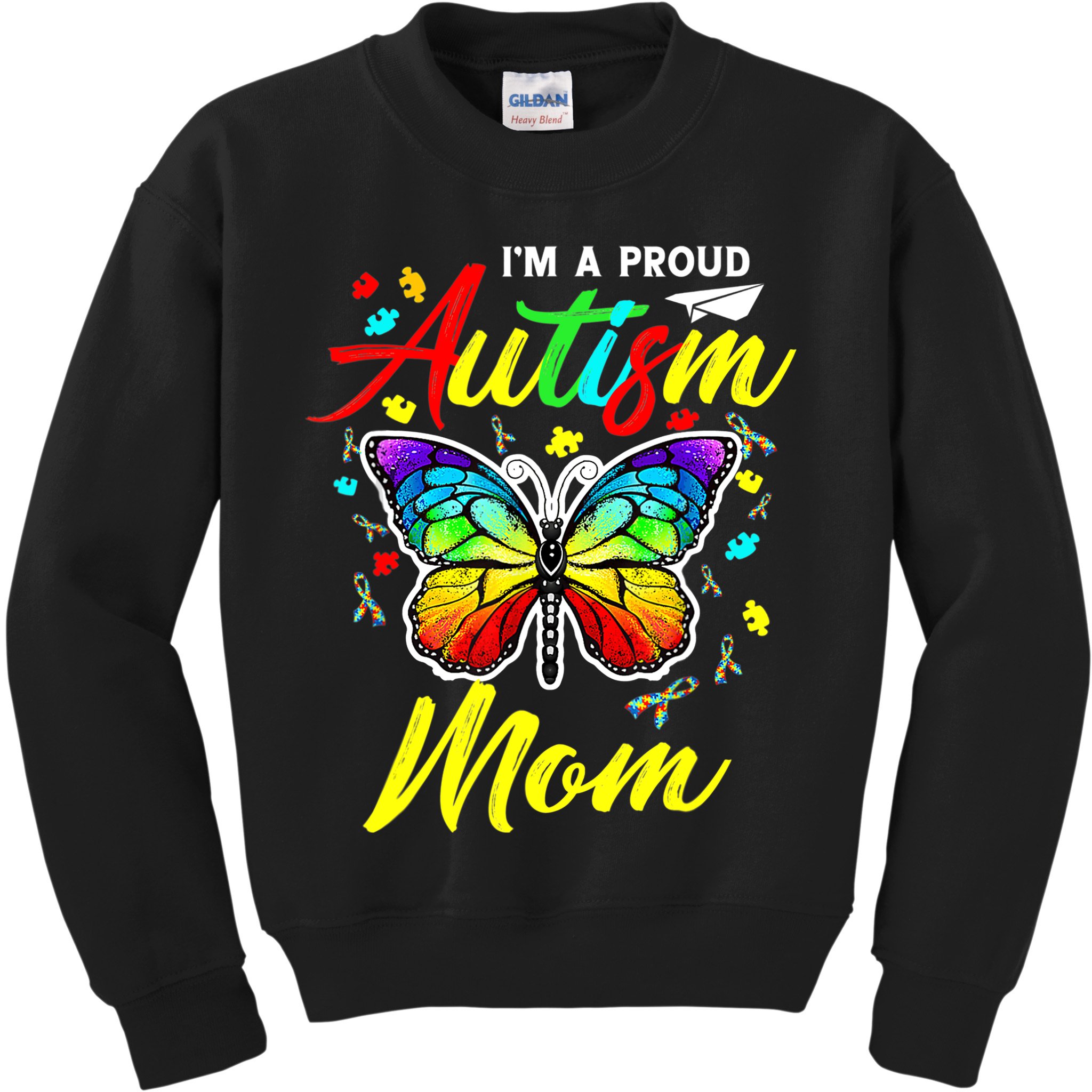I'm A Proud Autism Mom Autism Awareness Butterfly Gifts Kids Sweatshirt