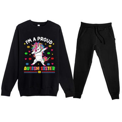 IM A Proud Autism Sister Funny Gift Premium Crewneck Sweatsuit Set