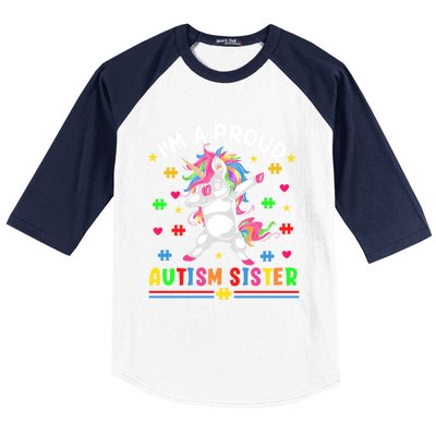 IM A Proud Autism Sister Funny Gift Baseball Sleeve Shirt