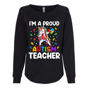 IM A Proud Teacher Autism Awareness Dabbing Unicorn Cute Gift Womens California Wash Sweatshirt