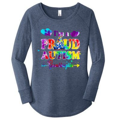 I'm A Proud Autism Granddaughter Tie Dye Gnome Cute Gift Women's Perfect Tri Tunic Long Sleeve Shirt