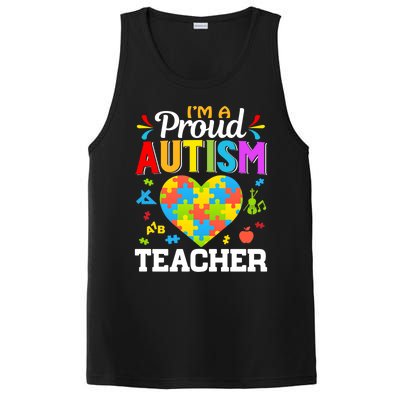 Im A Proud Autism Teacher Heart Puzzle Pieces Support Gift PosiCharge Competitor Tank