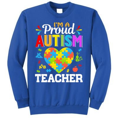 Im A Proud Autism Teacher Heart Puzzle Pieces Support Gift Sweatshirt