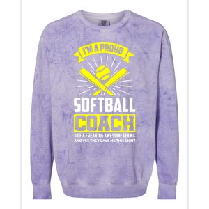 I'm A Proud Softball Coach Of An Awesome Team Coaching Gift Colorblast Crewneck Sweatshirt