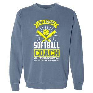 I'm A Proud Softball Coach Of An Awesome Team Coaching Gift Garment-Dyed Sweatshirt