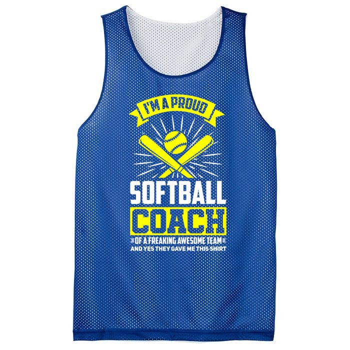 I'm A Proud Softball Coach Of An Awesome Team Coaching Gift Mesh Reversible Basketball Jersey Tank