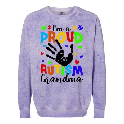 I'm A Proud Autism Grandma Autism Awareness Gift Colorblast Crewneck Sweatshirt