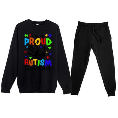 I'm A Proud Autism Grandma Autism Awareness Gift Premium Crewneck Sweatsuit Set