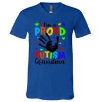 I'm A Proud Autism Grandma Autism Awareness Gift V-Neck T-Shirt