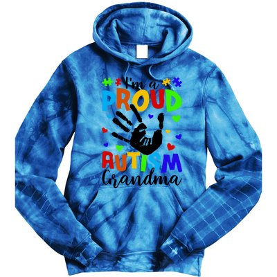 I'm A Proud Autism Grandma Autism Awareness Gift Tie Dye Hoodie