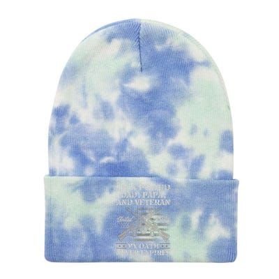 I'm A Proud Dad Papa And Veteran My Oath Never Expires Great Gift Tie Dye 12in Knit Beanie