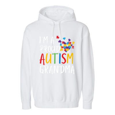 I'm A Proud Autism Grandma Awareness Puzzle Ribbon Gift Garment-Dyed Fleece Hoodie