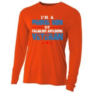 I'm A Proud Son Of Freaking Awesome Veteran Dad Gift Cooling Performance Long Sleeve Crew