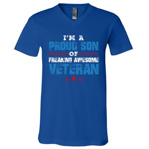 I'm A Proud Son Of Freaking Awesome Veteran Dad Gift V-Neck T-Shirt