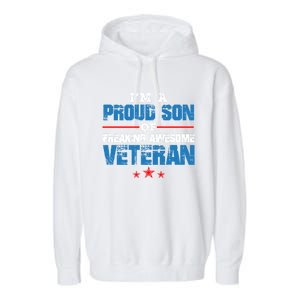 I'm A Proud Son Of Freaking Awesome Veteran Dad Gift Garment-Dyed Fleece Hoodie