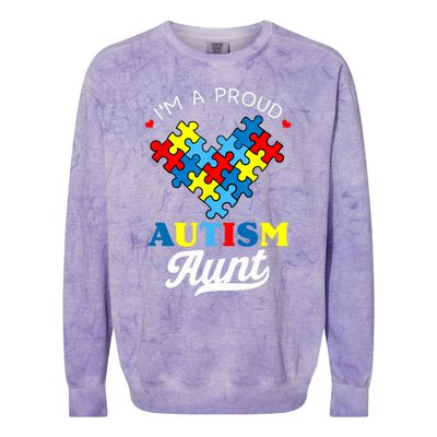 I'm A Proud Autism Aunt Autism Awareness Heart Niece Nephew Colorblast Crewneck Sweatshirt