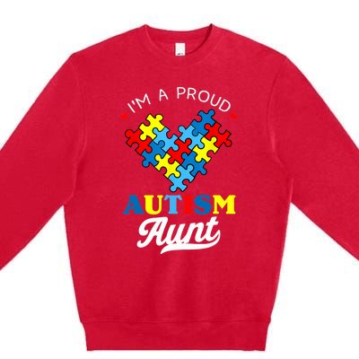 I'm A Proud Autism Aunt Autism Awareness Heart Niece Nephew Premium Crewneck Sweatshirt