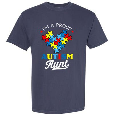 I'm A Proud Autism Aunt Autism Awareness Heart Niece Nephew Garment-Dyed Heavyweight T-Shirt