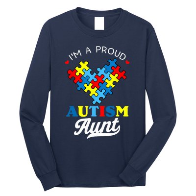 I'm A Proud Autism Aunt Autism Awareness Heart Niece Nephew Long Sleeve Shirt