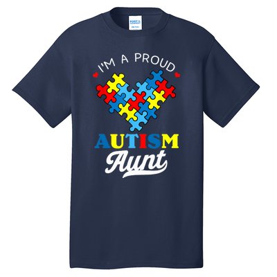 I'm A Proud Autism Aunt Autism Awareness Heart Niece Nephew Tall T-Shirt