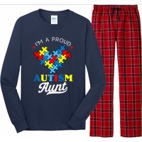 I'm A Proud Autism Aunt Autism Awareness Heart Niece Nephew Long Sleeve Pajama Set