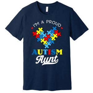 I'm A Proud Autism Aunt Autism Awareness Heart Niece Nephew Premium T-Shirt