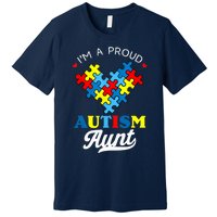 I'm A Proud Autism Aunt Autism Awareness Heart Niece Nephew Premium T-Shirt