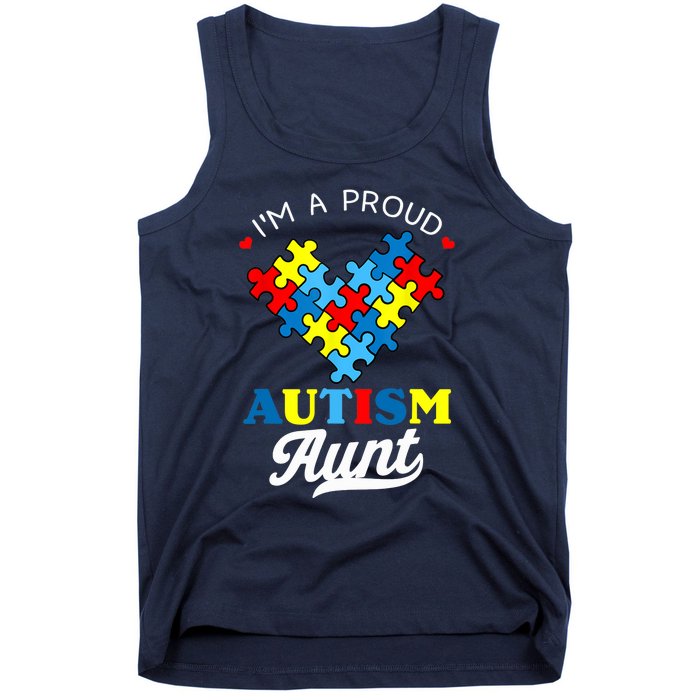 I'm A Proud Autism Aunt Autism Awareness Heart Niece Nephew Tank Top