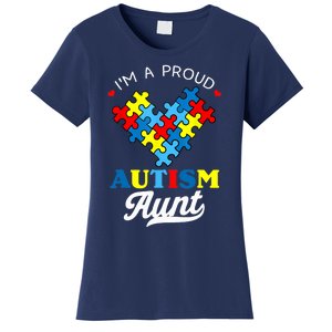 I'm A Proud Autism Aunt Autism Awareness Heart Niece Nephew Women's T-Shirt