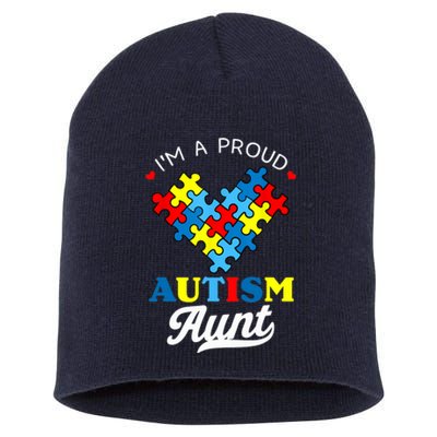 I'm A Proud Autism Aunt Autism Awareness Heart Niece Nephew Short Acrylic Beanie