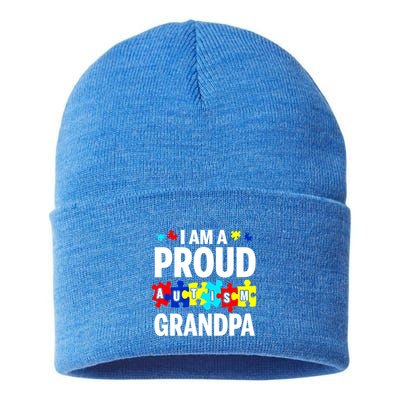 I'm A Proud Autism Grandpa Autism Awareness Gift Sustainable Knit Beanie
