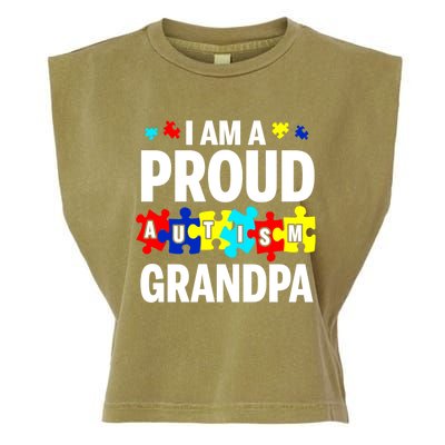 I'm A Proud Autism Grandpa Autism Awareness Gift Garment-Dyed Women's Muscle Tee