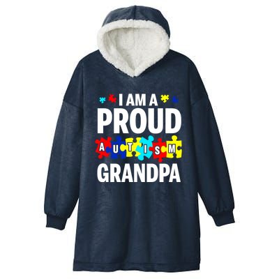 I'm A Proud Autism Grandpa Autism Awareness Gift Hooded Wearable Blanket