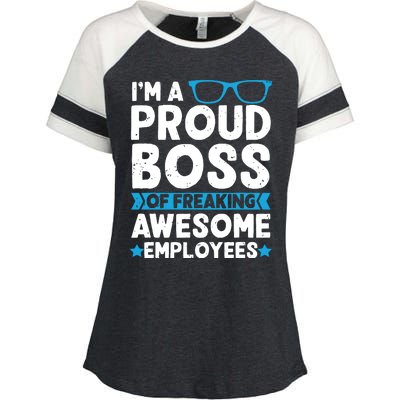 Im A Proud Boss Of Freaking Awesome Employees Boss Day Enza Ladies Jersey Colorblock Tee