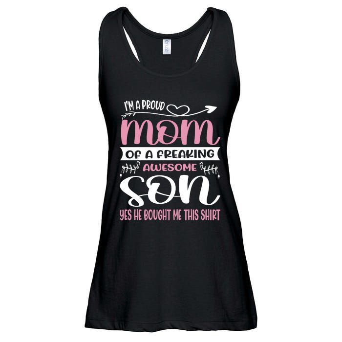 I'm A Proud Mom Freaking Awesome Son Yes He Bought Me This Ladies Essential Flowy Tank