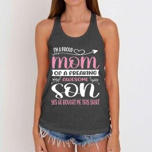 I'm A Proud Mom Freaking Awesome Son Yes He Bought Me This Women's Knotted Racerback Tank