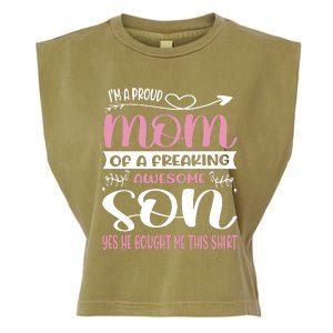 I'm A Proud Mom Freaking Awesome Son Yes He Bought Me This Garment-Dyed Women's Muscle Tee