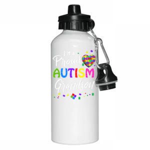 I'm A Proud Autism Grandson Funny Gift Autism Awareness Gift Aluminum Water Bottle