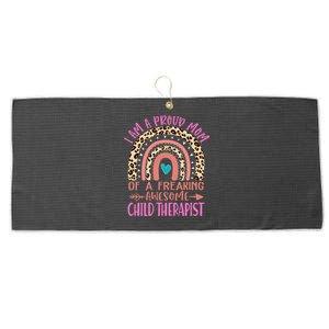 I'm A Proud Mom Of A Freaking Awesome Therapist Gift Large Microfiber Waffle Golf Towel