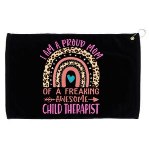 I'm A Proud Mom Of A Freaking Awesome Therapist Gift Grommeted Golf Towel